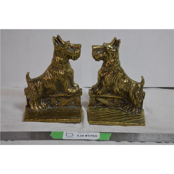 Heavy Brass Bookends terrier dog