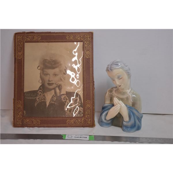 Lucile Ball picture + goldschnieder"madonna" bust figure