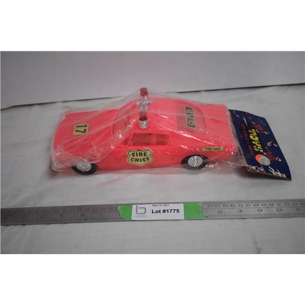 Pink Plastic Fire Chief Car in original packaging
