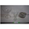 Image 1 : Glass Compote Bowl , Glass Sugar bowl, Glass Vase (with centre frog)