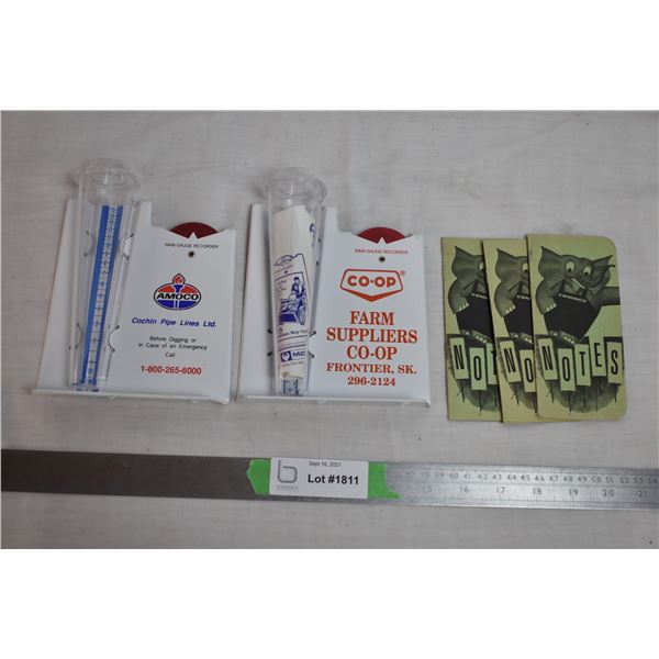 Rain Guagues + Farm Note books