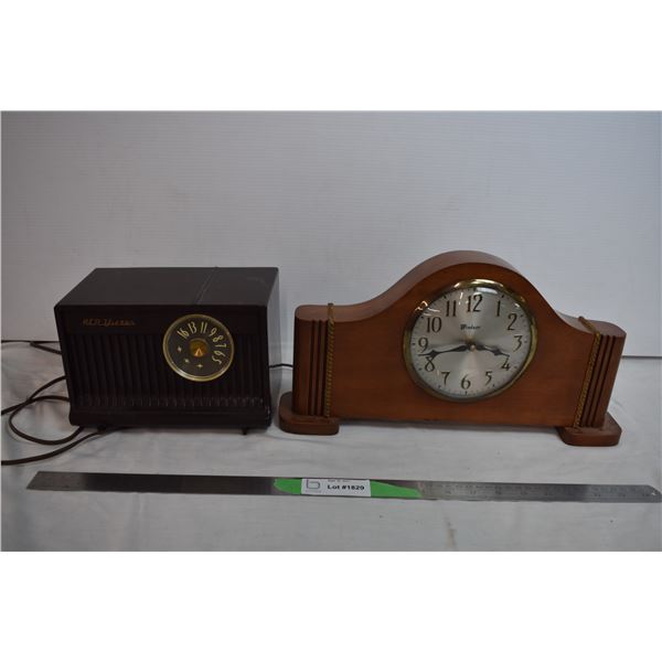 RCA Victor Radio (not working) with Windsor Mantle Clock (needs repair)