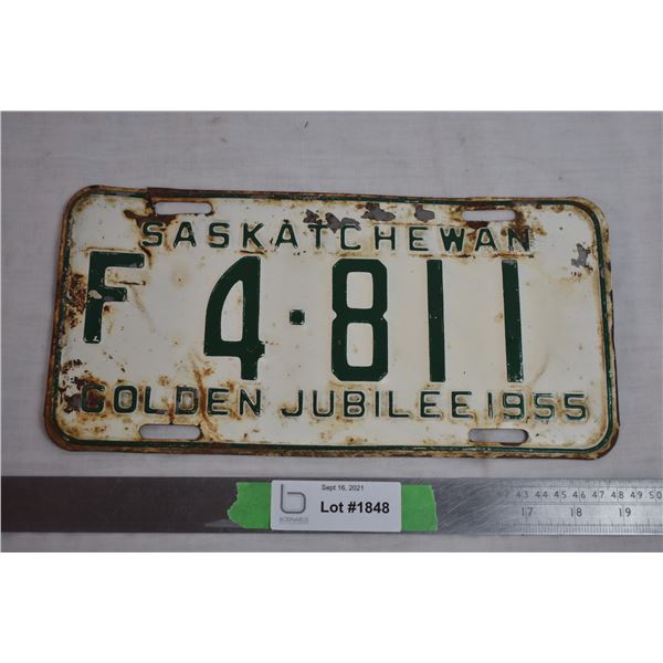 1955 Golden Jobilee Sask License Plate