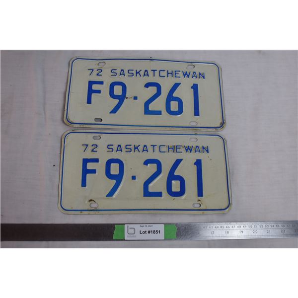 1972 Sask Farm Plates pair