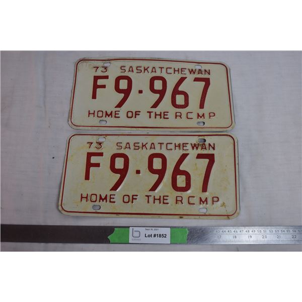 1973 Home of the RCMP Farm Plates pair