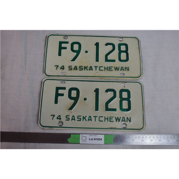 1974 Sask Farm License Plate Pair
