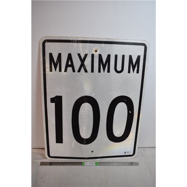 100KM Highway Sign - 24"wide 30" tall