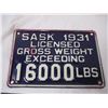 Image 3 : sask 1931 gross weight plate (5)