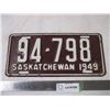 Image 1 : 1949 Sask license plate