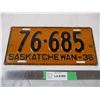 Image 1 : 1936 Sask license plate