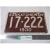 Image 1 : 1930 Sask license plate