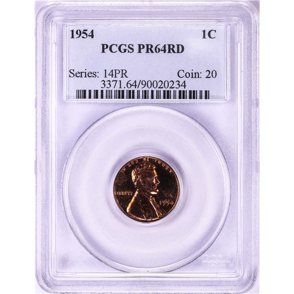 1954 Proof Lincoln Wheat Cent Coin PCGS PR64RD