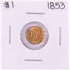Image 1 : 1853 $1 Liberty Head Gold Dollar Coin