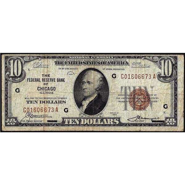1929 $10 Federal Reserve Bank Note Chicago