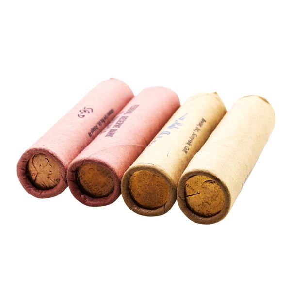 Lot of (2) 1957-D & (2) 1958-D Lincoln Wheat Cent Rolls