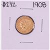 Image 1 : 1908 $2 1/2 Indian Head Quarter Eagle Gold Coin