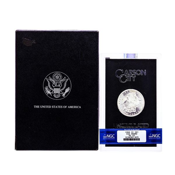 1884-CC $1 Morgan Silver Dollar Coin GSA Hoard Uncirculated NGC MS63 w/ Box