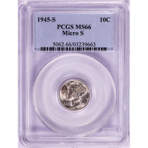 1945-S Micro S Mercury Dime Coin PCGS MS66