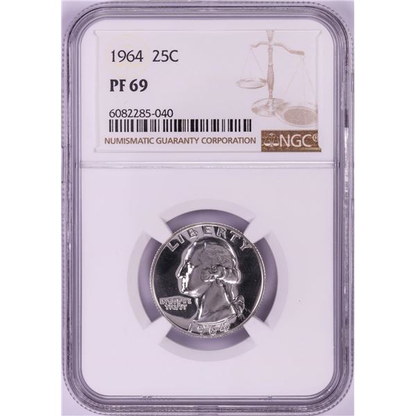 1964 Proof Washington Quarter Coin NGC PF69