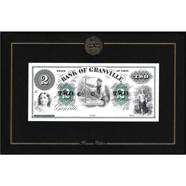 1994 American Bank Note Company Intaglio Print Bank of Granville Ohio