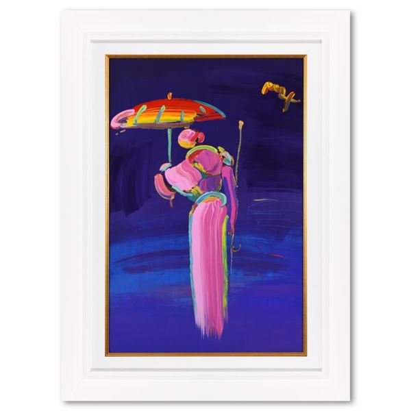 Peter Max "Umbrella Man With Cane" Original Mixed Media On Paper
