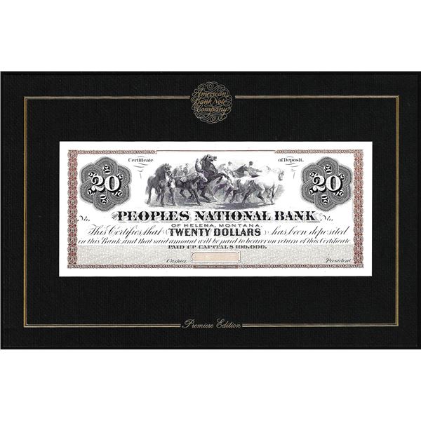 1994 American Bank Note Company Intaglio Print The Peoples National Bank of Helena, MT