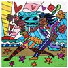 Image 1 : Romero Britto "Amore Mio" Print Giclee On Canvas