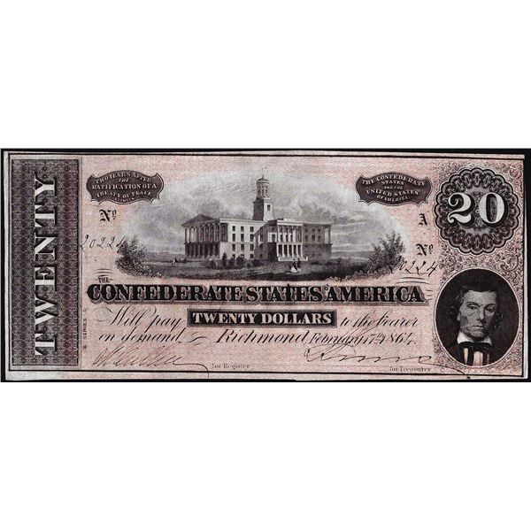 1864 $20 Confederate States of America Note