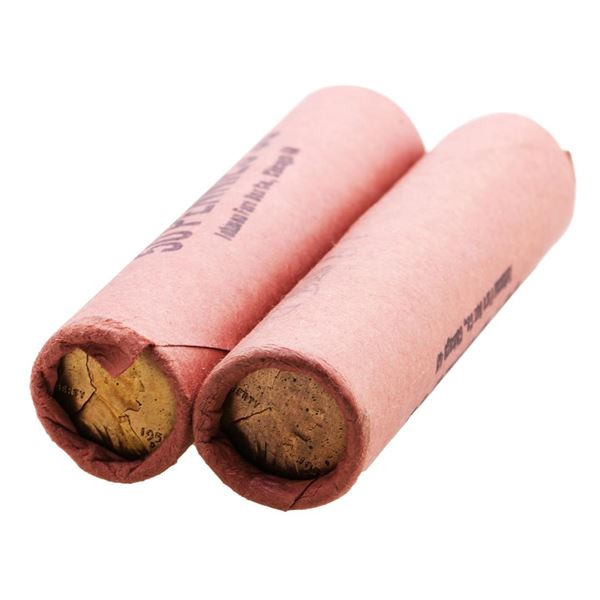 Lot of (2) 1958-D (50) Brilliant Uncirculated Lincoln Wheat Cent Coin Rolls