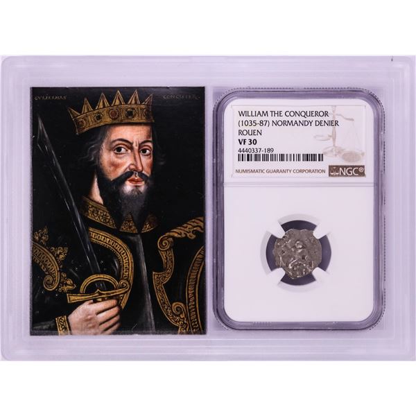 1035-87 William The Conqueror Normandy Rouen Denier Coin NGC VF30 w/ Story Box