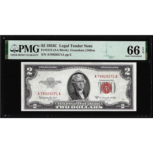 1953C $2 Legal Tender Note Fr.1512 PMG Gem Uncirculated 66EPQ