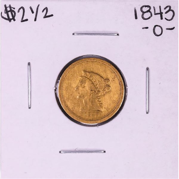 1843-O Small Date $2 1/2 Liberty Head Quarter Eagle Gold Coin
