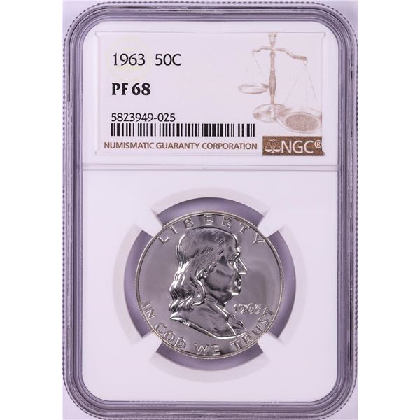1963 Proof Franklin Half Dollar Coin NGC PF68