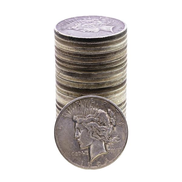 Lot of (25) $1 Peace Silver Dollar Coins