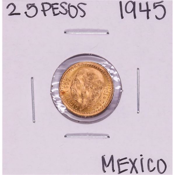 1945 Mexico Dos Y Medio Pesos Gold Coin