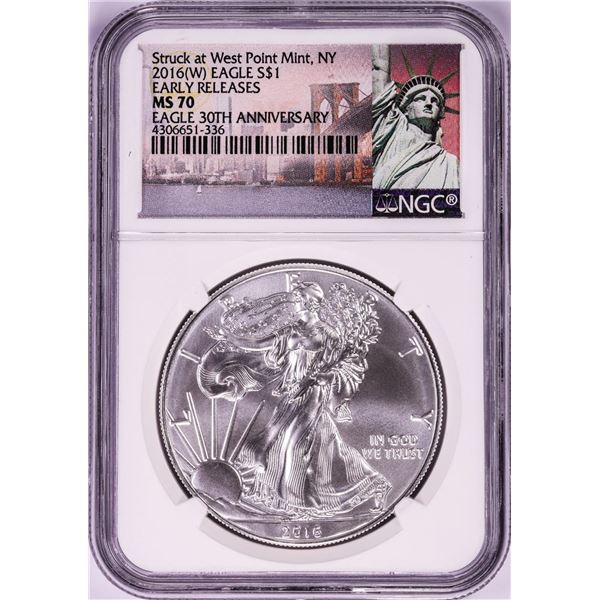 2016-(W) $1 American Silver Eagle Coin NGC MS70 Early Releases