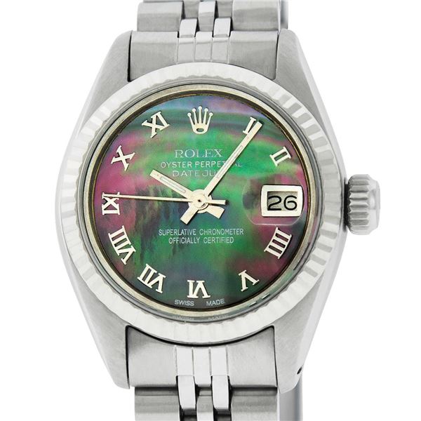 Rolex Ladies Stainless Steel Tahitian MOP Roman Datejust Wristwatch