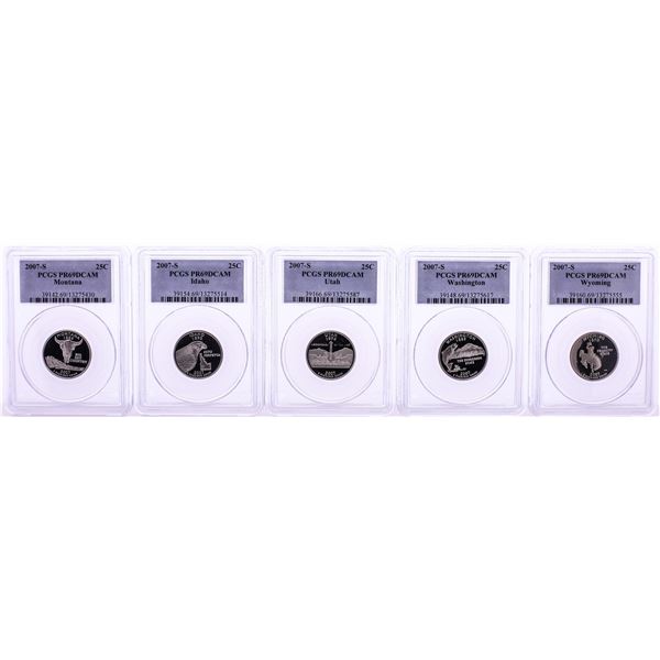 Set of (5) 2007-S Proof State Quarter Coins PCGS PR69DCAM
