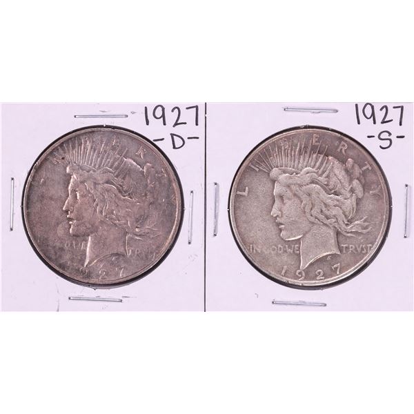 Lot of 1927-D & 1927-S $1 Peace Silver Dollar Coins