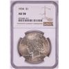 Image 1 : 1934 $1 Peace Silver Dollar Coin NGC AU58