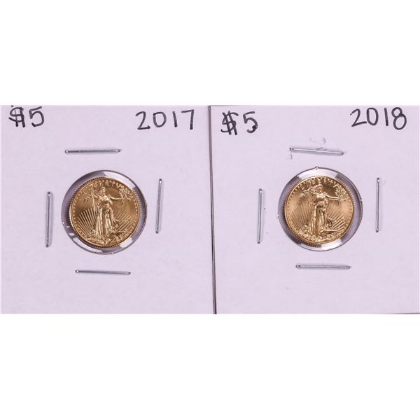 Lot of 2017-2018 $5 American Gold Eagle Coins