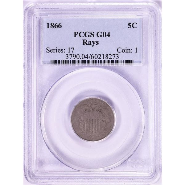 1866 Rays Shield Nickel Coin PCGS G04