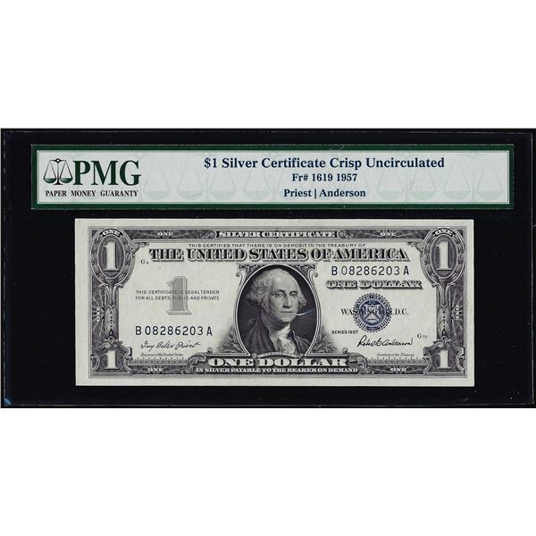 1957 $1 Silver Certificate Note Fr.1619 PMG Crisp Uncirculated