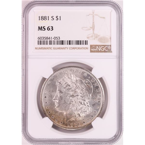 1881-S $1 Morgan Silver Dollar Coin NGC MS63 Nice Toning