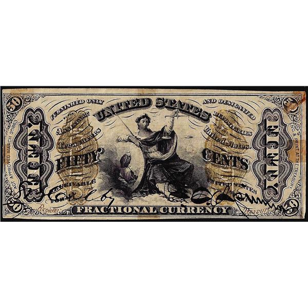 March 3, 1863 Third Issue Fifty Cents Fractional Currency Note