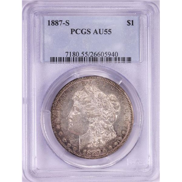 1887-S $1 Morgan Silver Dollar Coin PCGS AU55