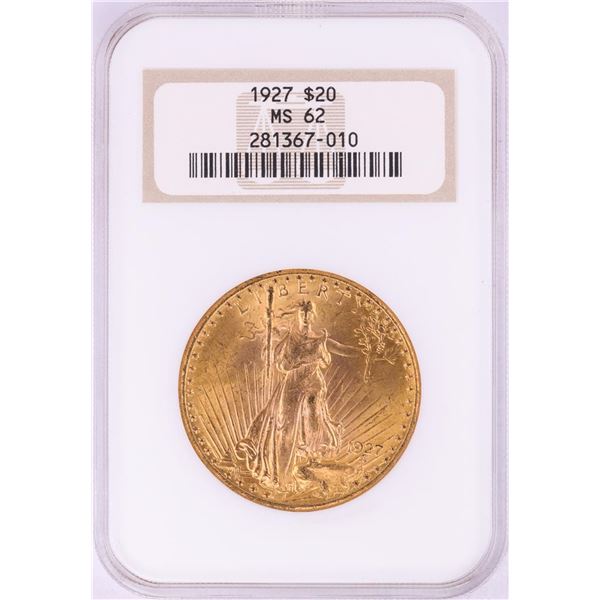 1927 $20 St. Gaudens Double Eagle Gold Coin NGC MS62