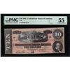Image 1 : 1864 $10 Confederate States of America Note T-68 PMG Choice About Uncirculated 55