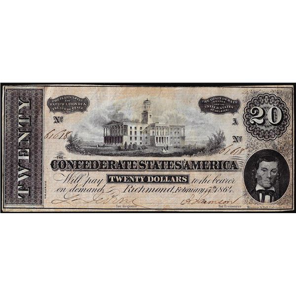 1864 $20 Confederate States of America Note