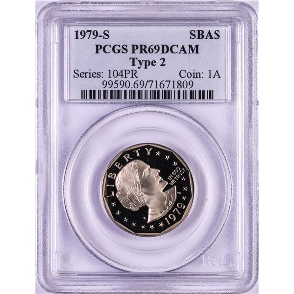 1979-S Type 2 $1 Proof Susan B Anthony Dollar Coin PCGS PR69DCAM